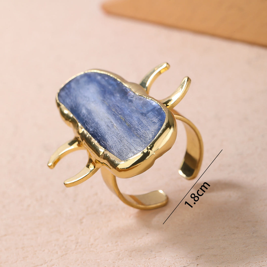 Anillo ajustable curativo de doble luna con cianita de Olivenorma