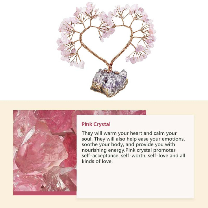 Árbol del amor Feng Shui con piedra de cristal natural.