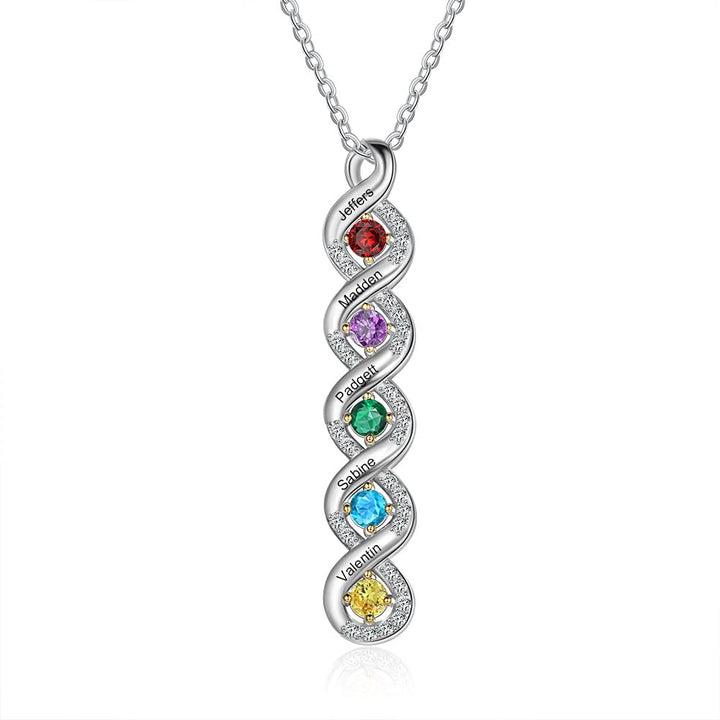 Collar con nombre grabado en piedra natal para mujer de Olivenorma