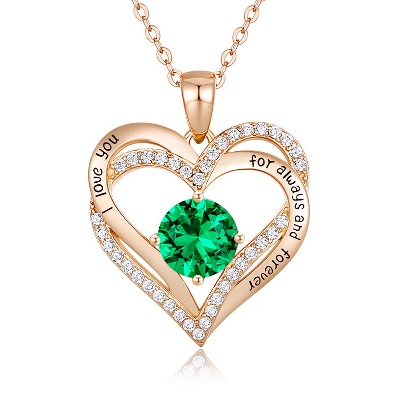 Olivenorma "Te amo por siempre y para siempre" - Collar de corazón en tono de nacimiento 