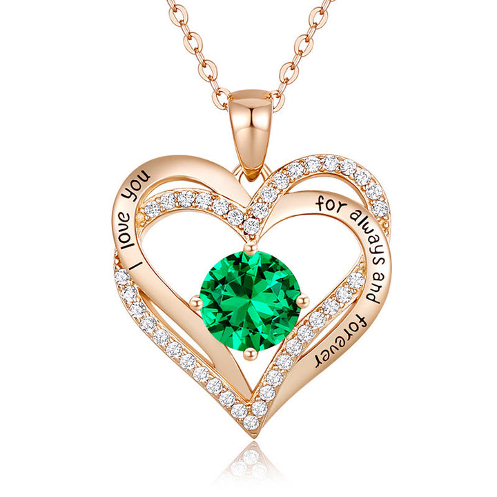 Olivenorma "Te amo por siempre y para siempre" - Collar de corazón en tono de nacimiento 
