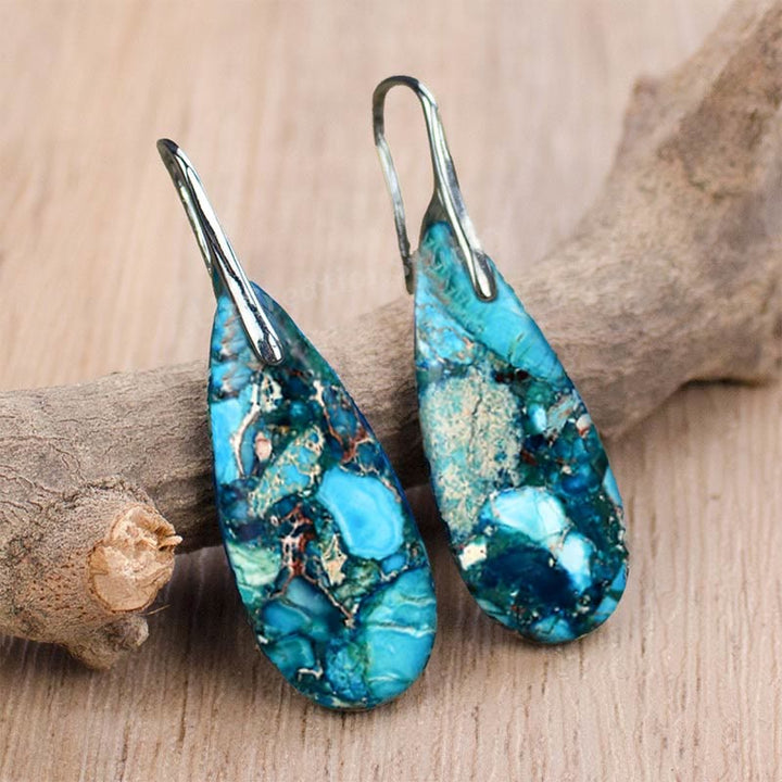 Pendientes de piedra emperador con forma de gota de Olivenorma