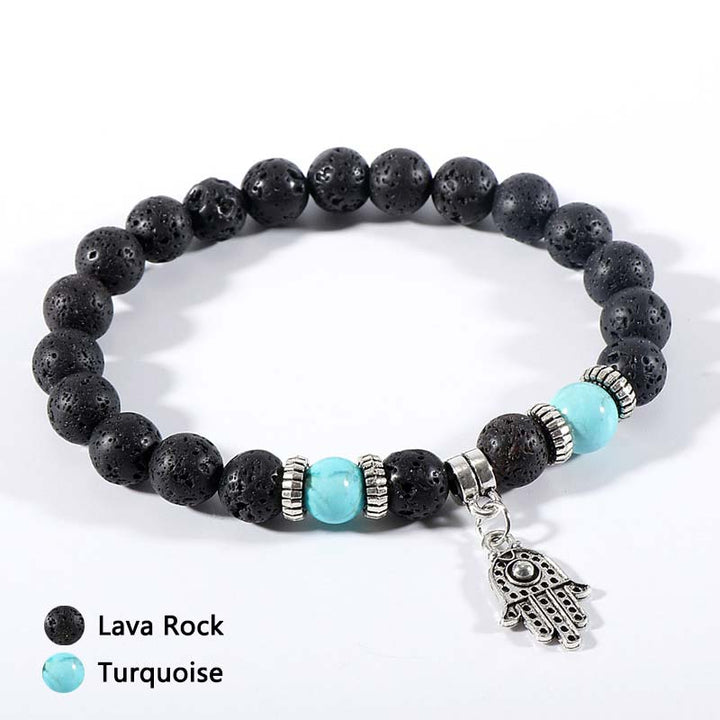 Pulsera de piedra de lava de ojo de tigre y malaquita 