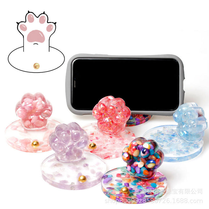 Soporte para teléfono móvil con forma de garra de gato de piedra natural epoxi de Olivenorma