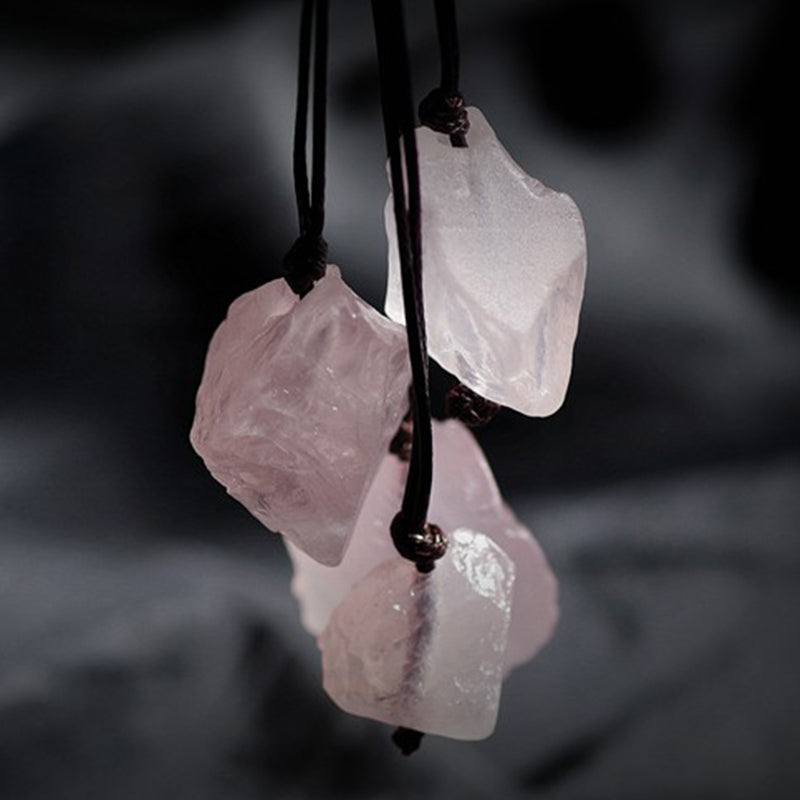 Collar de piedra preciosa de cuarzo rosa natural 