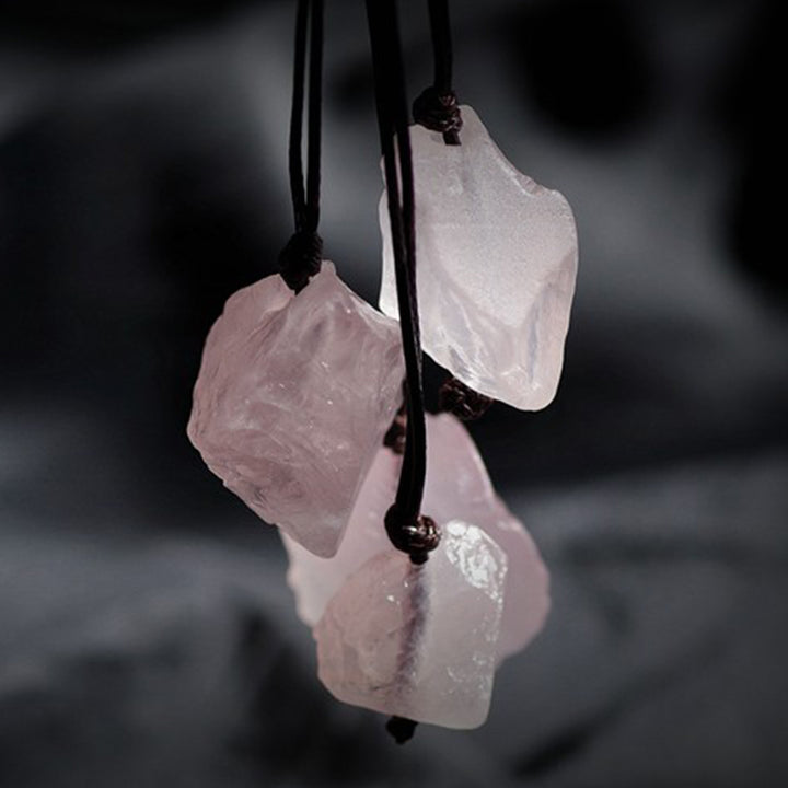 Collar de piedra preciosa de cuarzo rosa natural 