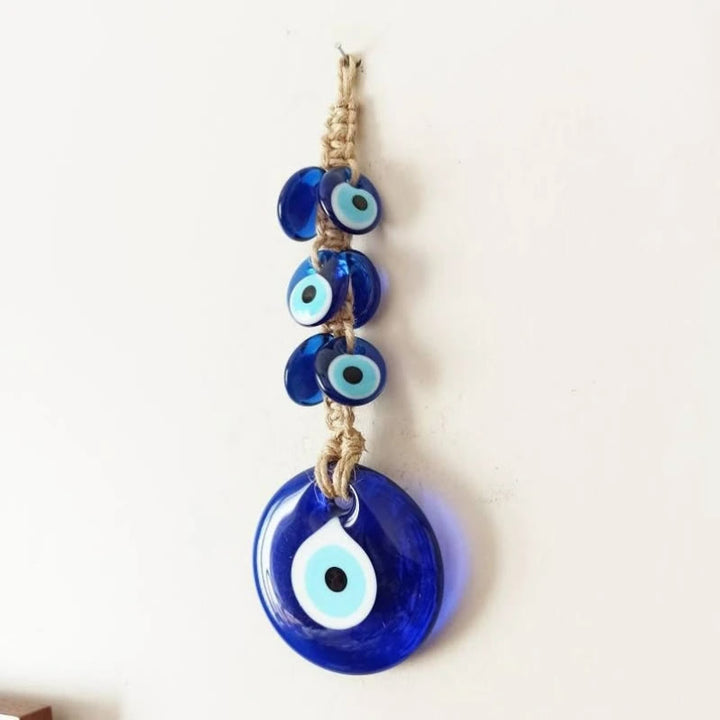 Adorno decorativo para colgar en la pared de cristal azul con forma de ojo malvado de Olivenorma