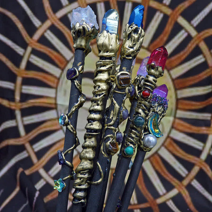 Varitas de cristal de hada de la luna, el sol y la estrella de Olivenorma