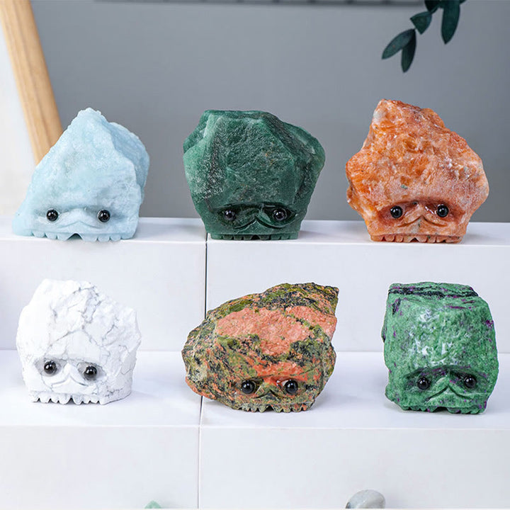 Piedras preciosas de cristal natural en bruto de Olivenorma con forma de erizo elfo