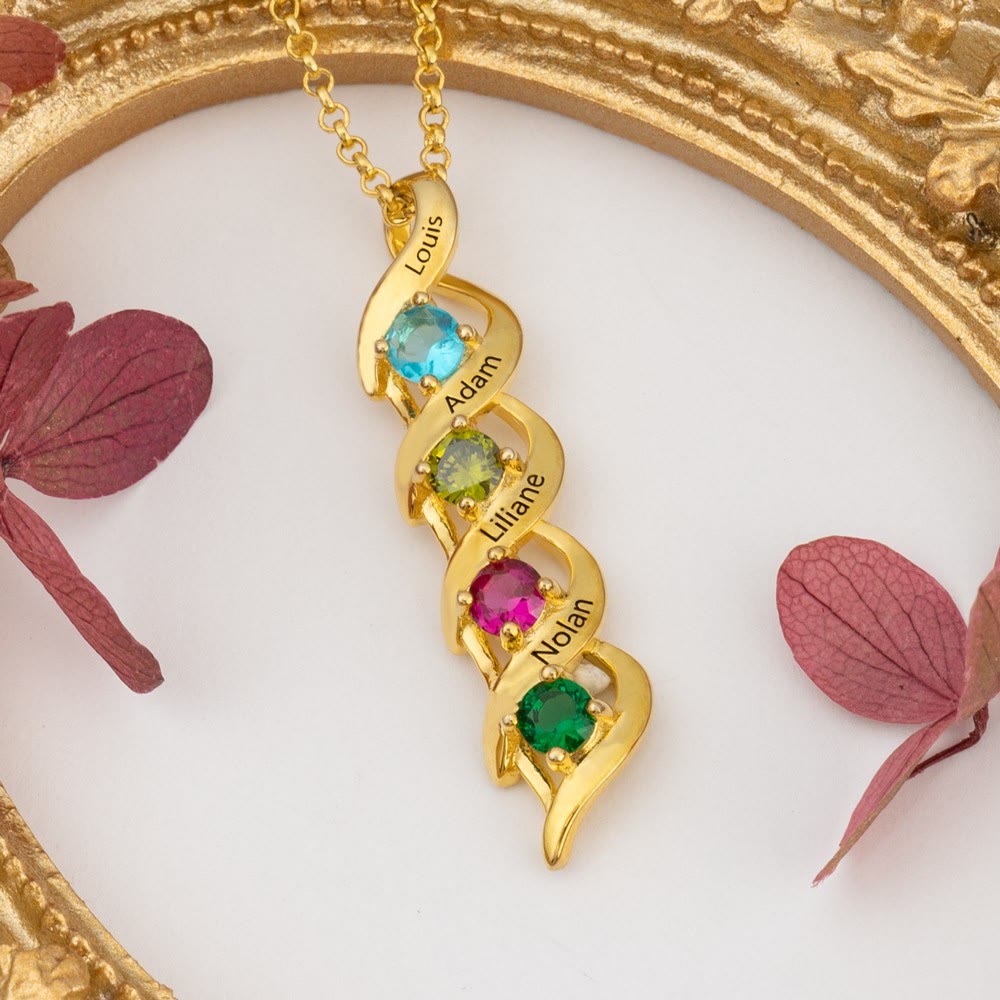 Collar personalizado con grabados y piedras de nacimiento del 1 al 6