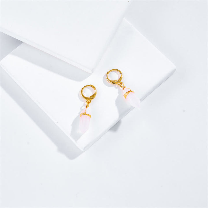 Pendientes curativos de ópalo rosa natural