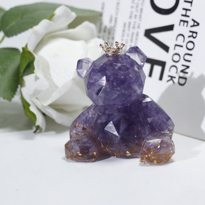 Adorno de oso de resina con grava de cristal de Olivenorma , decoración con piedras preciosas