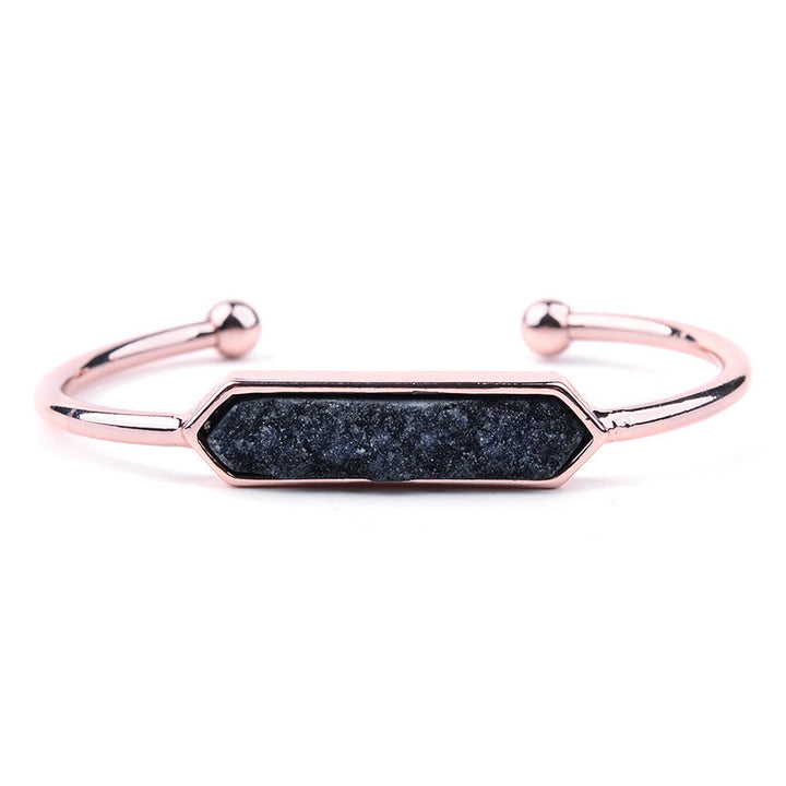 Pulsera de cobre y metal con cristales naturales de Olivenorma