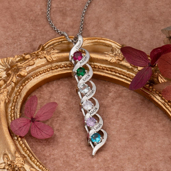 Collar personalizado con grabados y piedras de nacimiento del 1 al 6