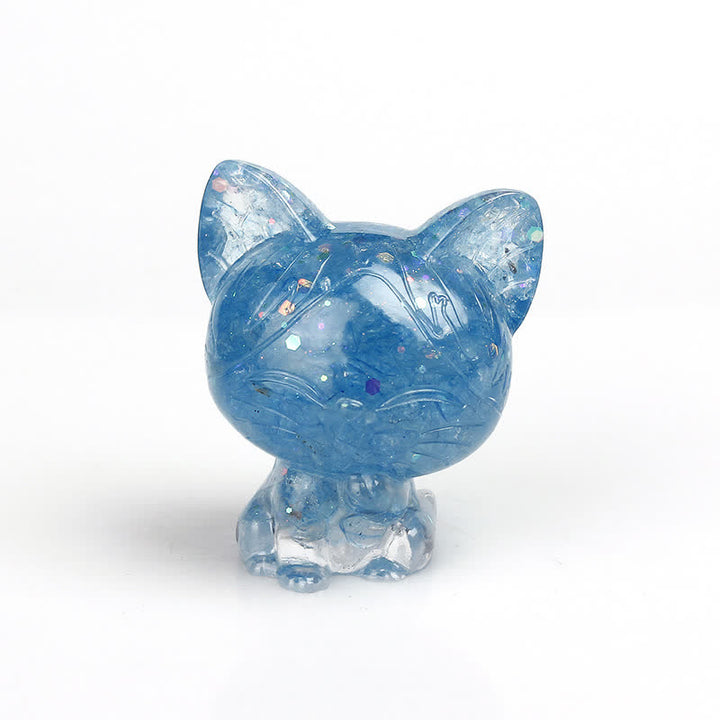 Adorno con piedras preciosas de gato de cristal natural de Olivenorma