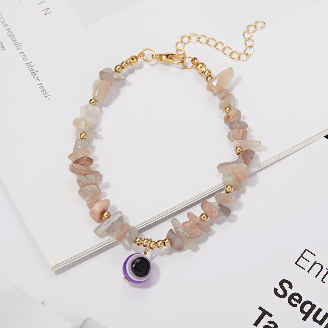 Pulsera con colgante de ojo malvado de grava de cristal natural de Olivenorma