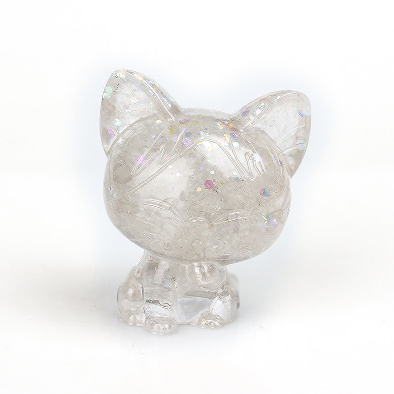 Adorno con piedras preciosas de gato de cristal natural de Olivenorma