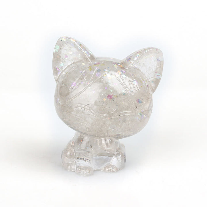 Adorno con piedras preciosas de gato de cristal natural de Olivenorma