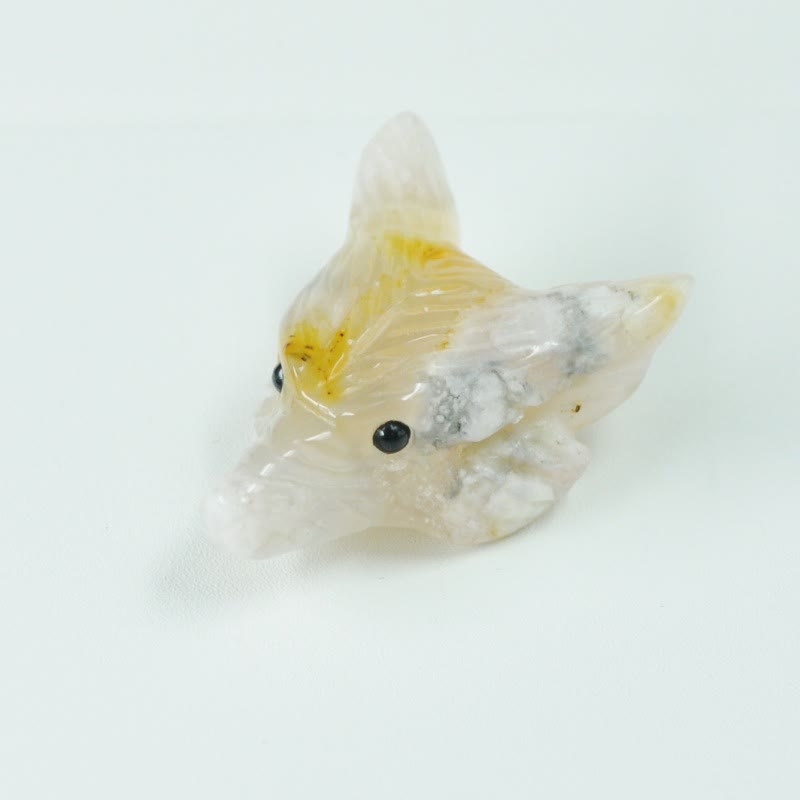 Accesorio de piedra preciosa con forma de cabeza de lobo tallada en cristal natural de Olivenorma - Ágata de flor de cerezo - image 34