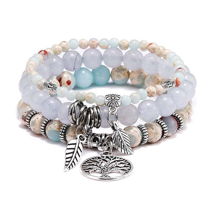 Pulsera con arbol de la vida de piedra del emperador Olivenorma