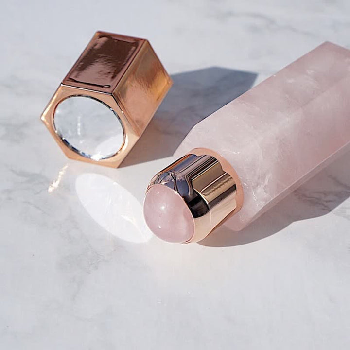 Varitas de cristal con aceite esencial energético de cuarzo rosa de olivenorma