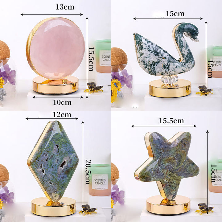 Lámpara de mesa de noche de piedra de cristal natural Olivenorma Decoración con piedras preciosas