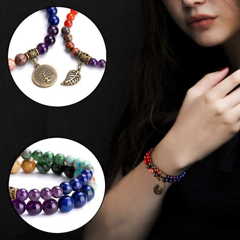 Pulsera de árbol de la vida con chakras naturales.