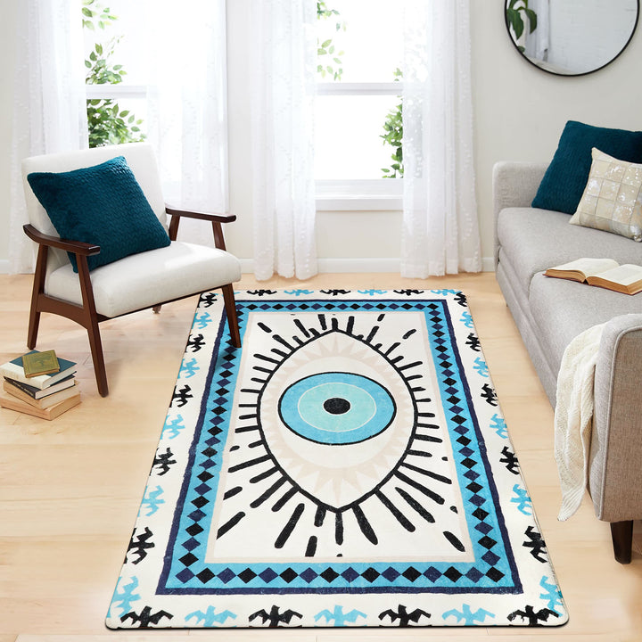 Alfombras lavables antibacterianas con diseño de ojo malvado azul de Olivenorma 