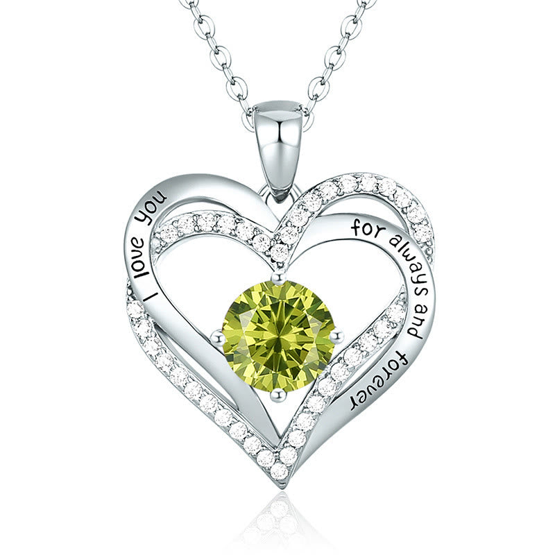 Olivenorma "Te amo por siempre y para siempre" - Collar de corazón en tono de nacimiento 