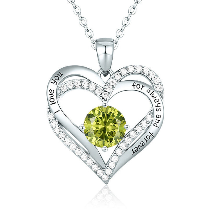 Olivenorma "Te amo por siempre y para siempre" - Collar de corazón en tono de nacimiento 