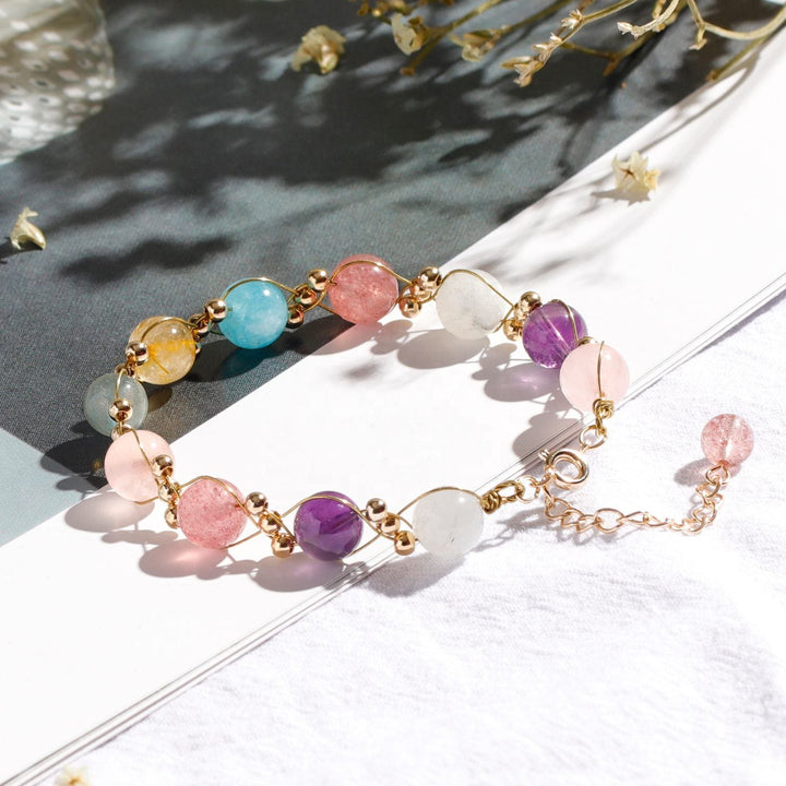 Pulsera de cuentas de cristal barroco natural de Olivenorma 