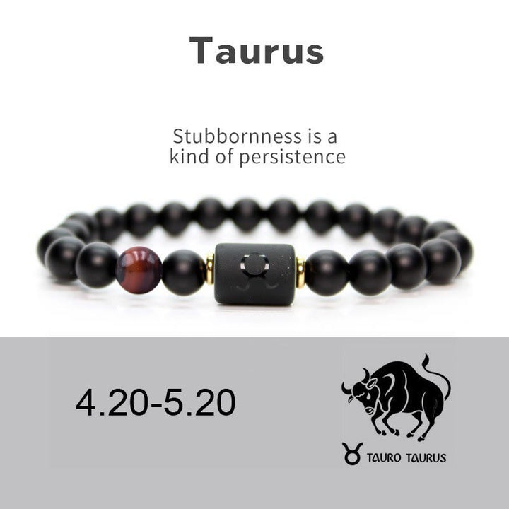 Pulsera de hombre con ónix negro natural del zodiaco de Olivenorma 