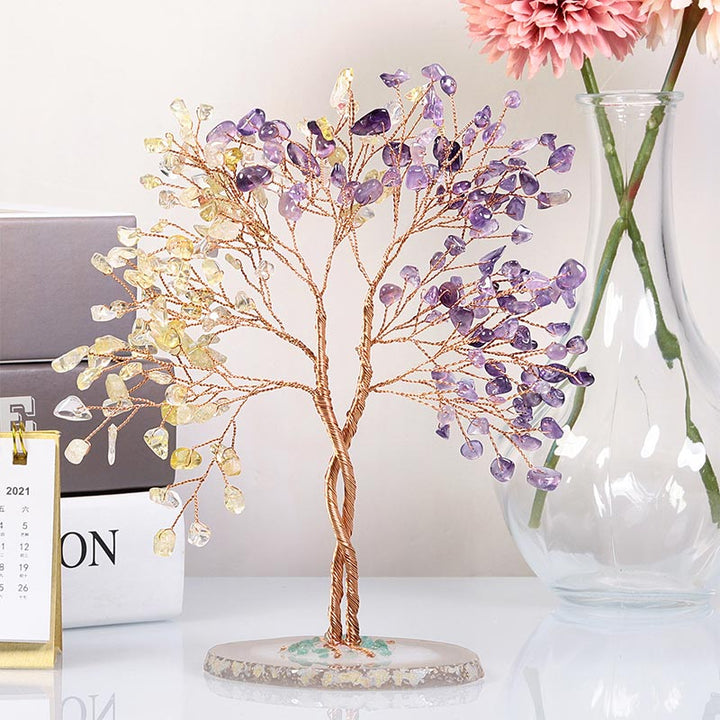 Árbol de Feng Shui con piedra de cristal natural Olivenorma