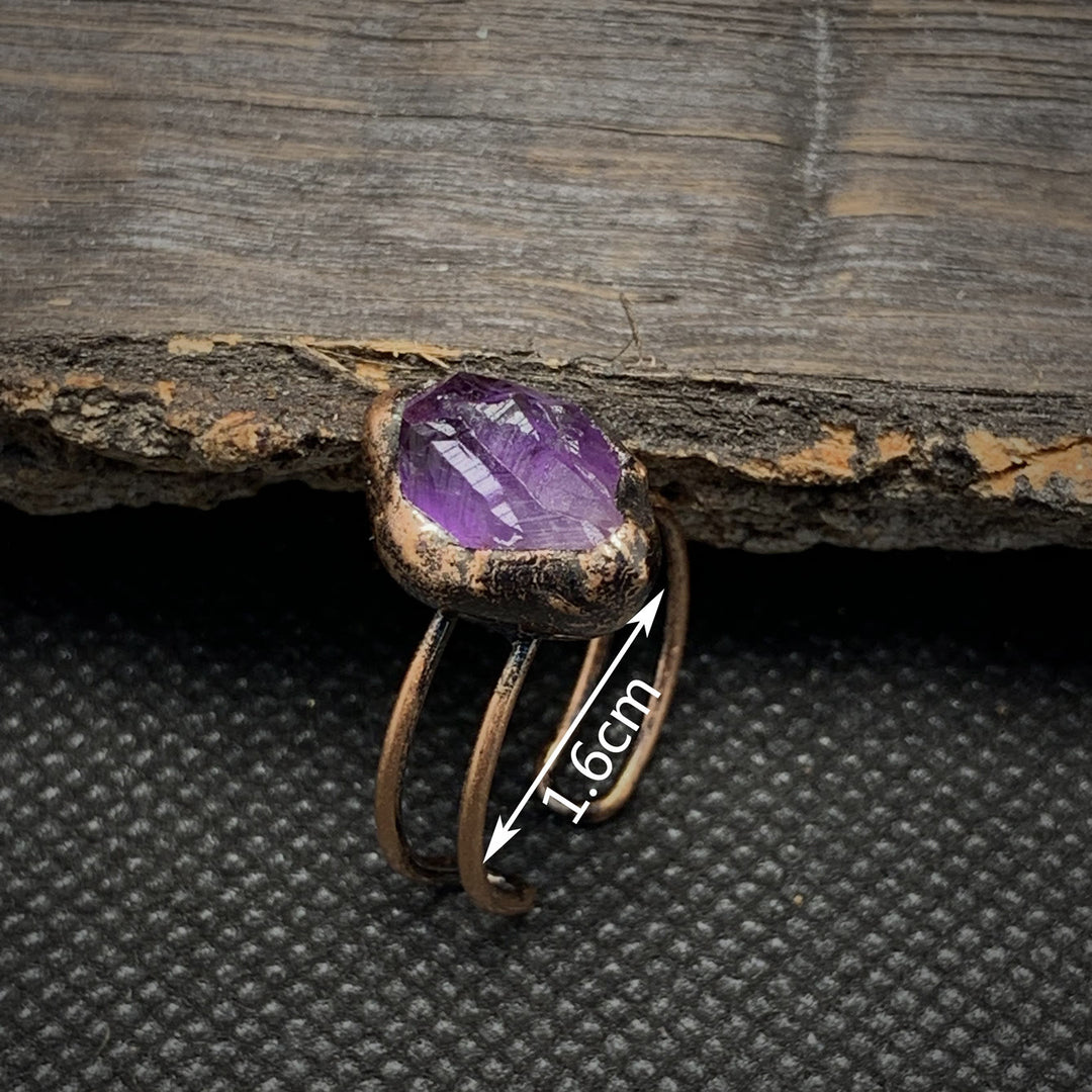 Anillo ajustable con doce piedras de nacimiento de piedra irregular natural en bruto de Olivenorma 