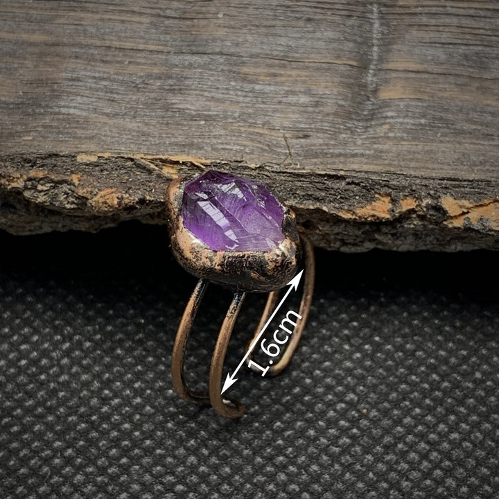Anillo ajustable con doce piedras de nacimiento de piedra irregular natural en bruto de Olivenorma 
