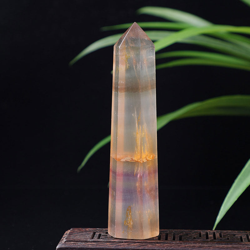 Varitas de cristal Reki de corteza natural de fluorita