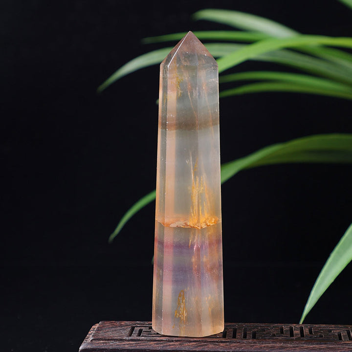 Varitas de cristal Reki de corteza natural de fluorita