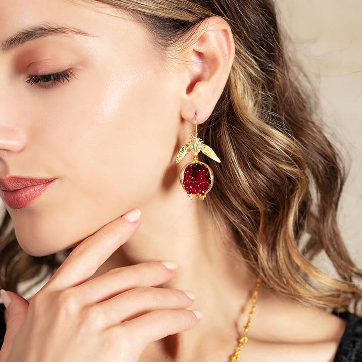 Pendientes de moda con semillas de granada de la suerte de Olivenorma