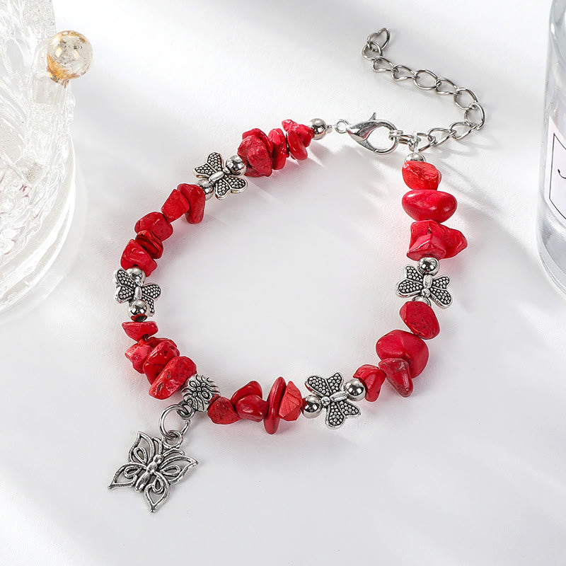 Pulsera con dije de mariposa de escombros de cristal colorido de Olivenorma