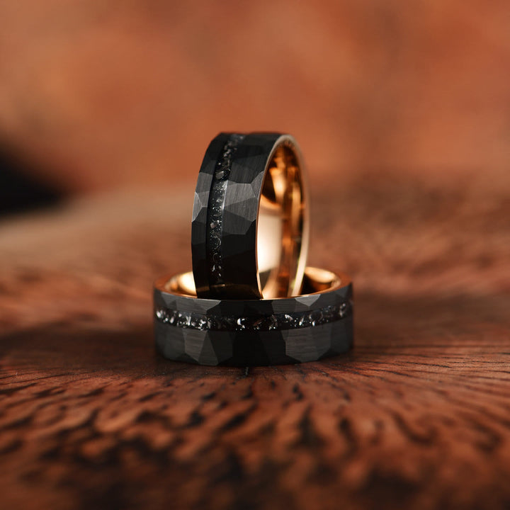 Anillo de carburo de tungsteno y turmalina negra de 8 mm de Olivenorma