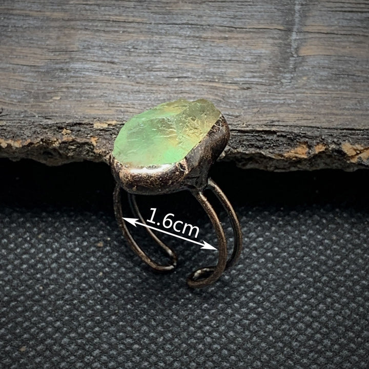 Anillo ajustable con doce piedras de nacimiento de piedra irregular natural en bruto de Olivenorma 