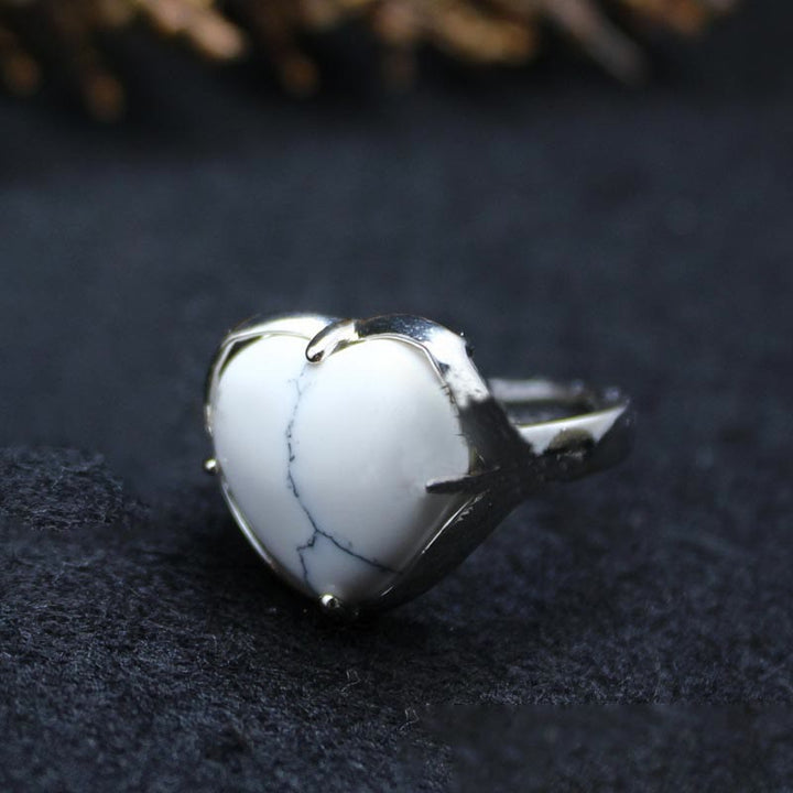 Anillo de corazón de cristal de piedra natural Olivenorma