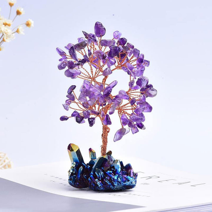 Meditación orgónica con amatista de Olivenorma, árbol de la purificación del Feng Shui