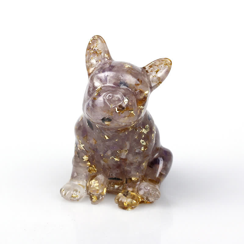 Adorno con piedras preciosas de bulldog francés de cristal de Olivenorma