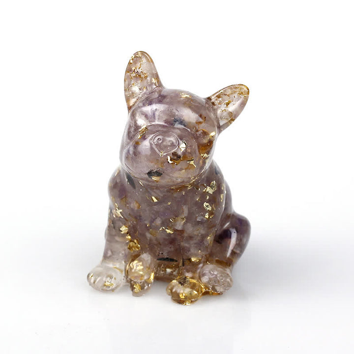 Adorno con piedras preciosas de bulldog francés de cristal de Olivenorma