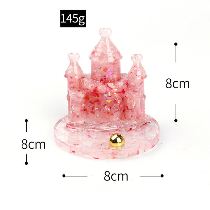 Soporte para teléfono móvil con castillo de epoxi y grava de cristal natural de Olivenorma