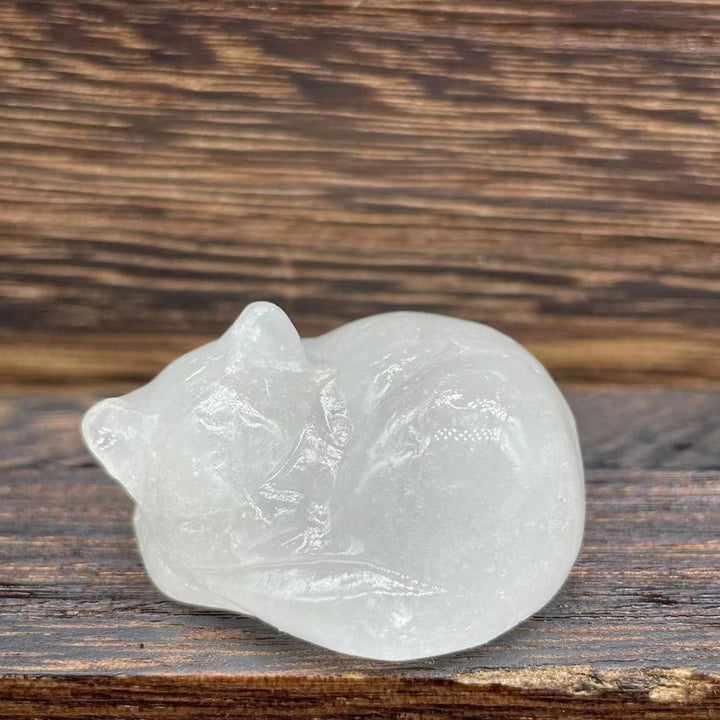 Adorno con piedras preciosas de gato de cristal natural de 4 cm de Olivenorma