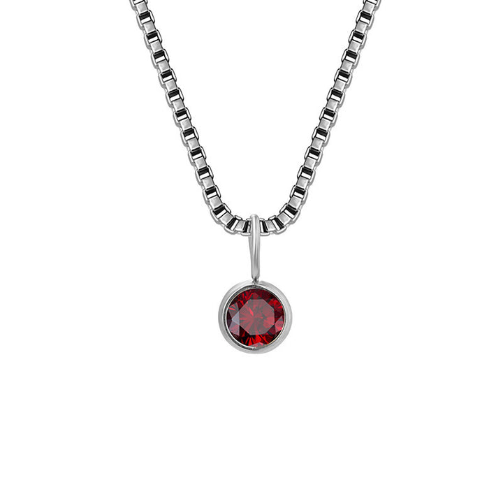 Collar de acero y titanio con circonitas y piedra natal de 8 mm de Olivenorma 