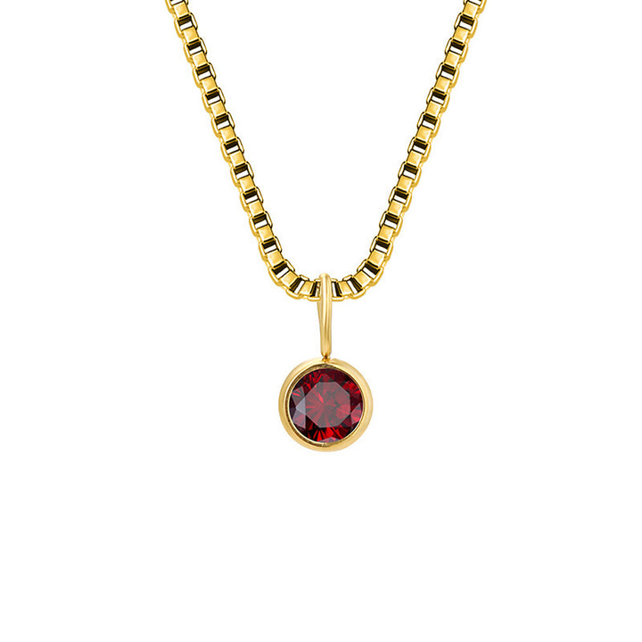 Collar de acero y titanio con circonitas y piedra natal de 8 mm de Olivenorma 