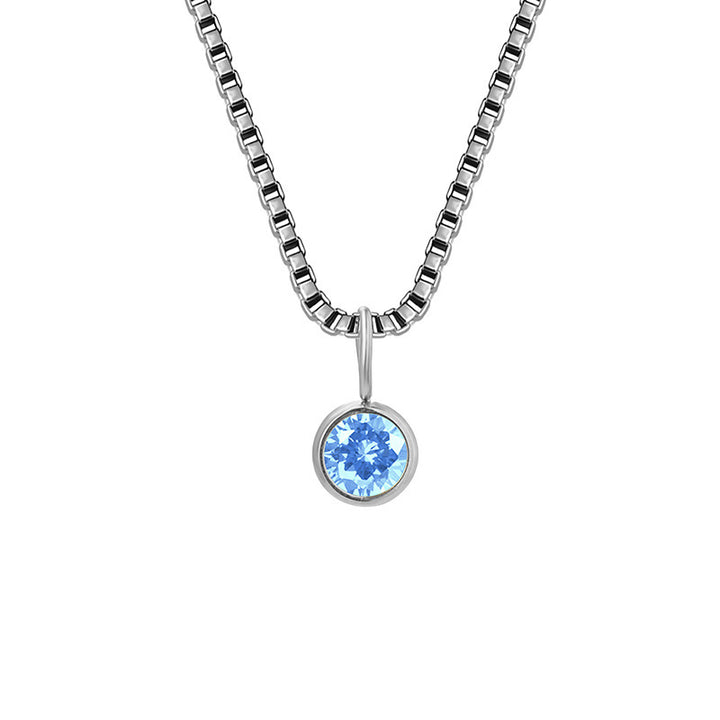 Collar de acero y titanio con circonitas y piedra natal de 8 mm de Olivenorma 
